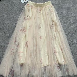brand new long floral mesh skirt